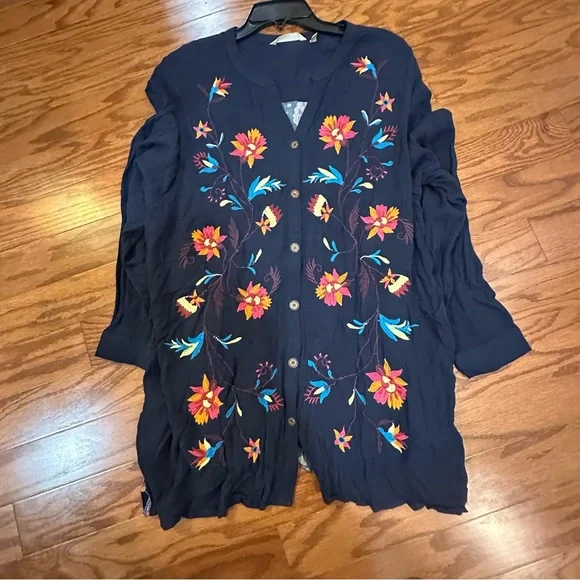 Soft Surroundings Button Up Long Sleeve Womens Size 1X Floral Blouse - Picture 6 of 9